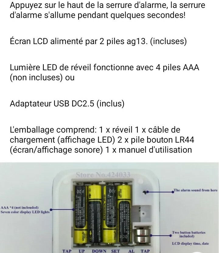 seven Deadly sins reveil Led 7 Couleurs Thermomètre horloge decoration manga