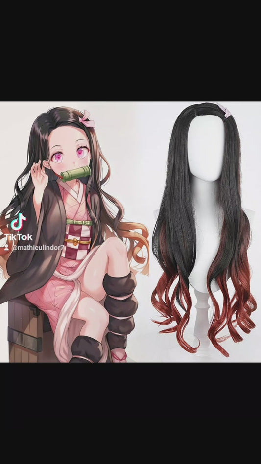 Perruque nezuko kamado cosplay demon slayer