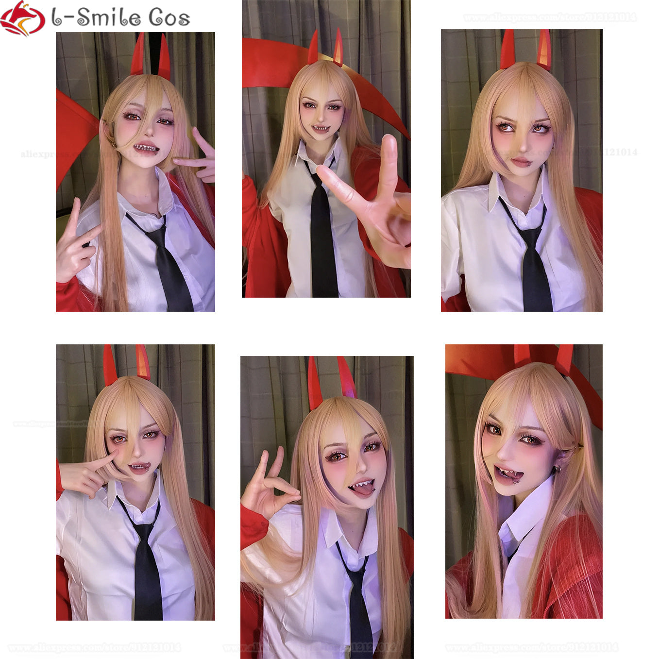 Cosplay chainsaw man perruque power cornes et canines