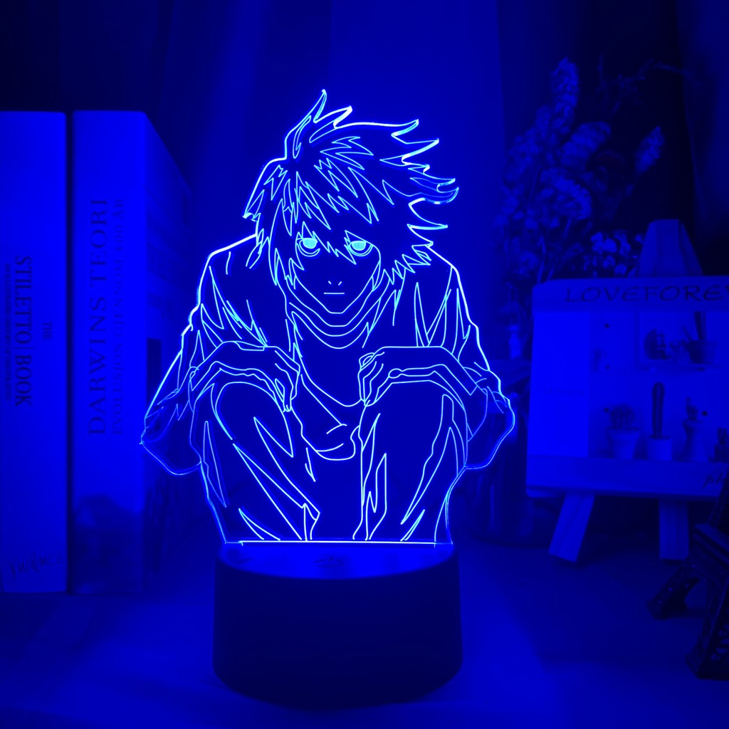 Death note veilleuse 16 couleurs lampe led decoration collection manga light L et ryuk