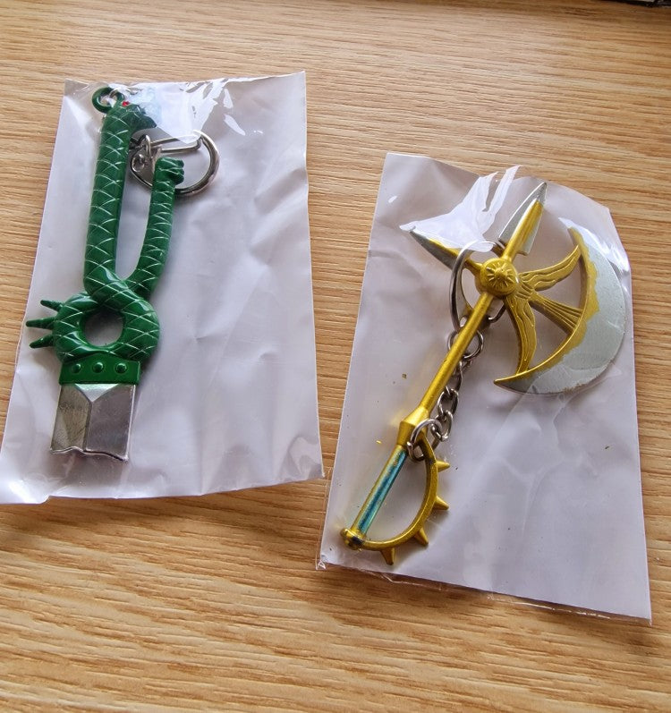 Porte clef  The Seven Deadly Sins arme miniature Weapon Keychains Meliodas Diane Harlequin Nanatsu No Taizai Axe Key Ring Key Chain Key