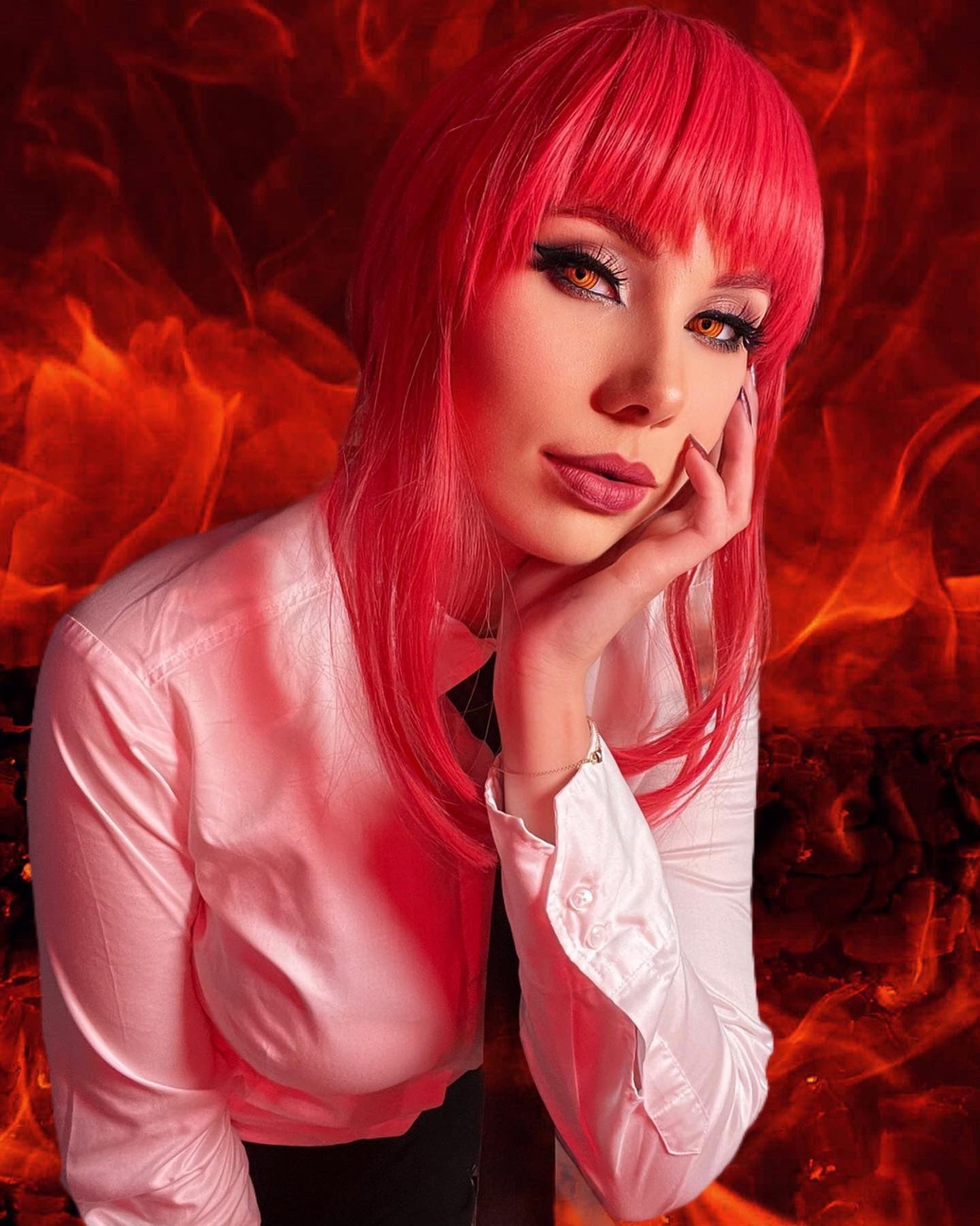 Perruque makima cosplay chainsaw man