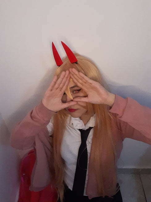 Lentille chainsaw man cosplay makima ou power