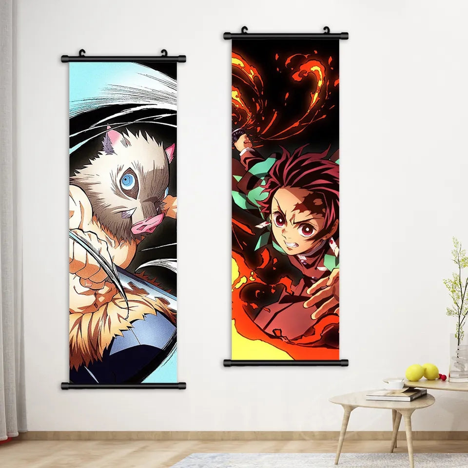 Toile demon slayer avec cadre deroulant 90×30cm