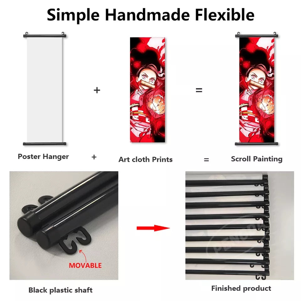 Toile demon slayer avec cadre deroulant 90×30cm