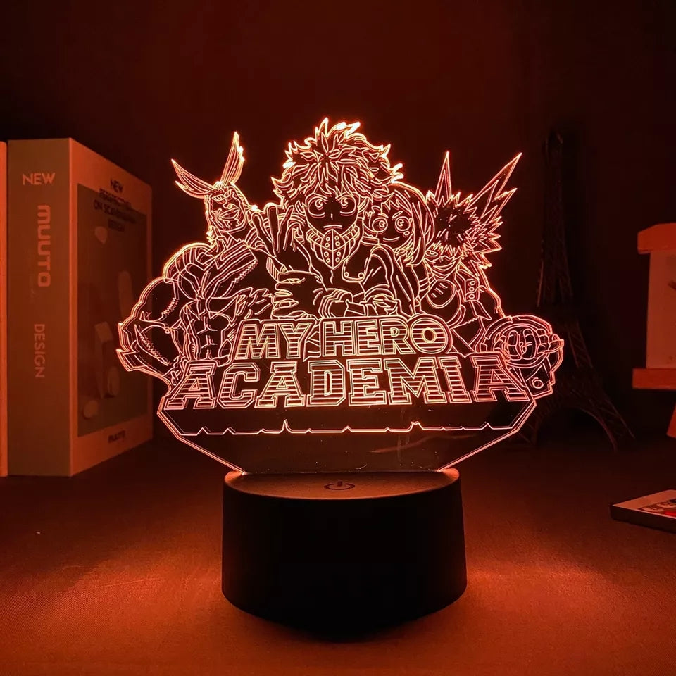 My hero academia veilleuse lampe led 16 couleurs avec telecommande