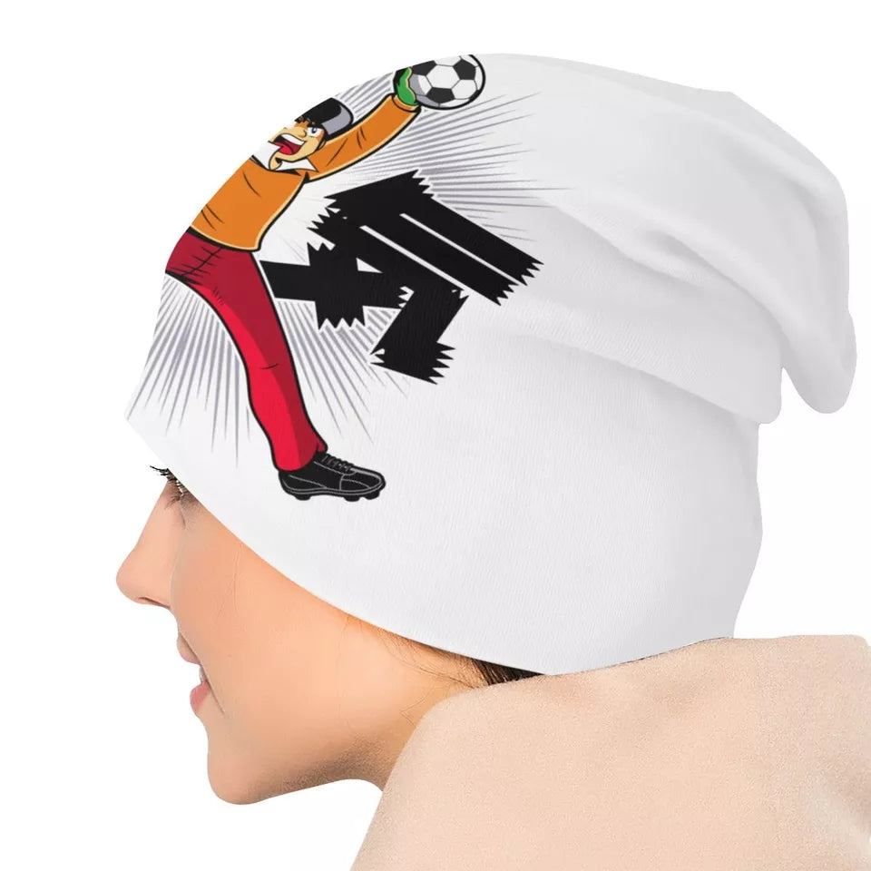 Bonnet captain tsubasa en tricot chaud protection sport d'hiver olive et tom