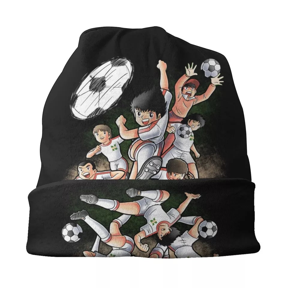 Bonnet captain tsubasa en tricot chaud protection sport d'hiver olive et tom