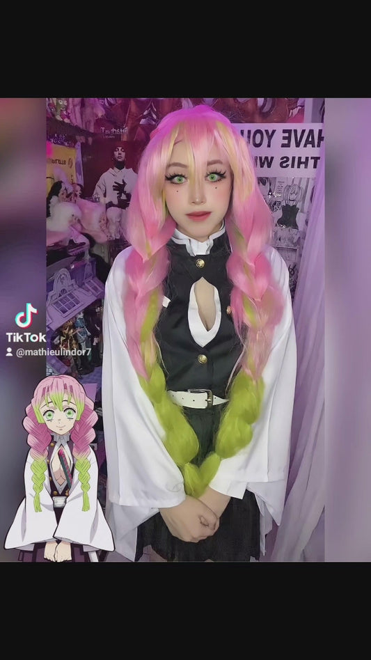 Wig mitsuti cosplay demon slayer
