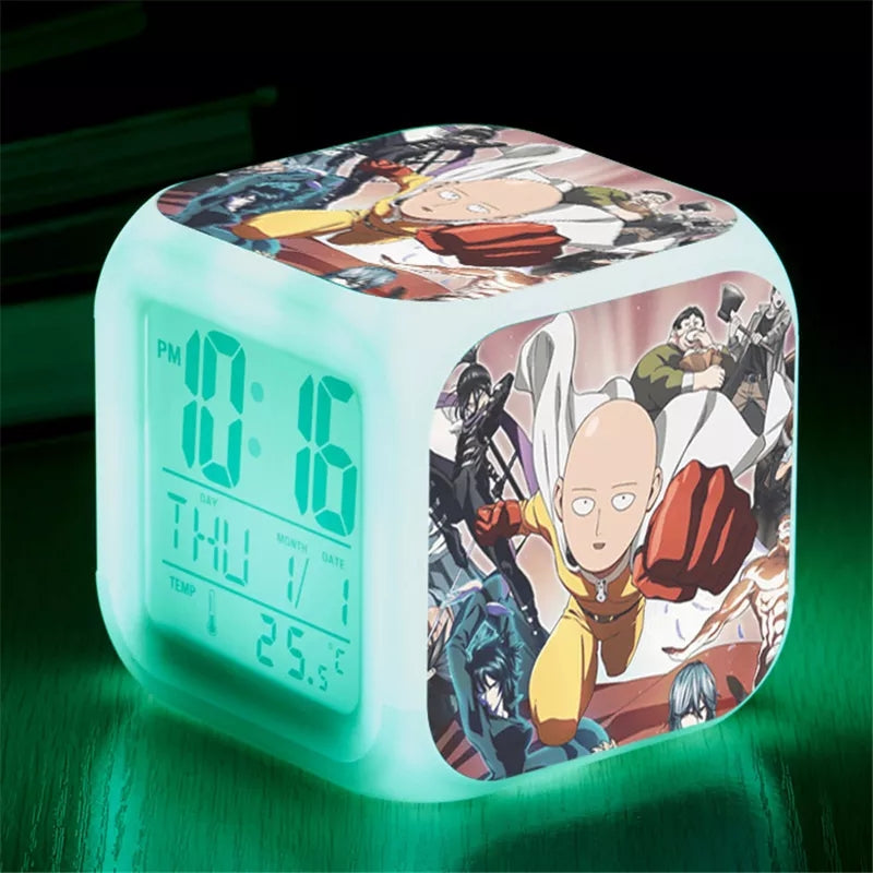 Reveil one punch man led 7 couleurs veilleuse et thermometre