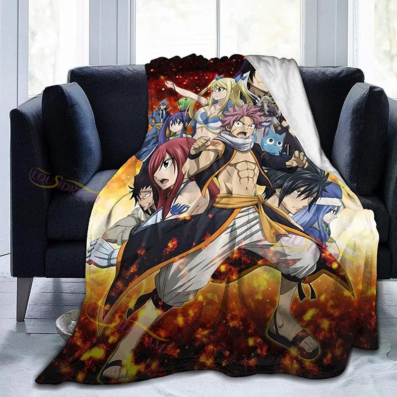 Fairy tail plaid couverture molletonné couvre lit style manga
