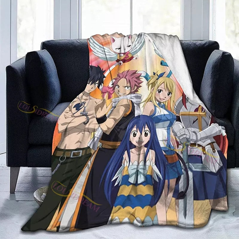 Fairy tail plaid couverture molletonné couvre lit style manga