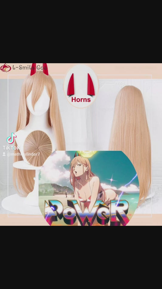 Cosplay chainsaw man perruque power cornes et canines