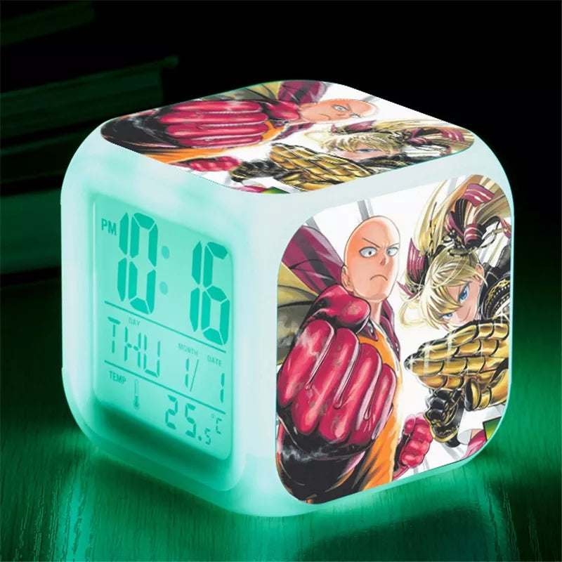 Reveil one punch man led 7 couleurs veilleuse et thermometre