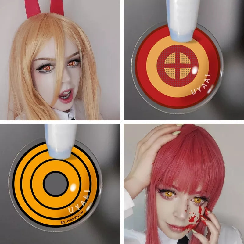 Lentille chainsaw man cosplay makima ou power