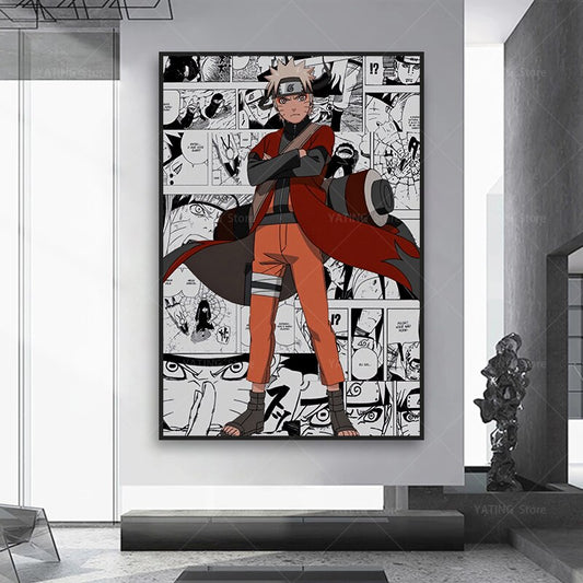 Naruto toile en cotton  Anime  Uzumaki Poster HD  Decoration Murale manga sans cadre