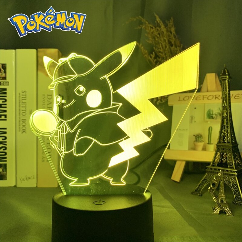 Pokemon veilleuses 7 ou 16 couleurs avec telecommande Pikachu LED Night Light Creative Gift  Decoration manga Character Lamp Children's Birthday