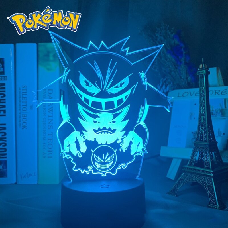 Pokemon veilleuses 7 ou 16 couleurs avec telecommande Pikachu LED Night Light Creative Gift  Decoration manga Character Lamp Children's Birthday