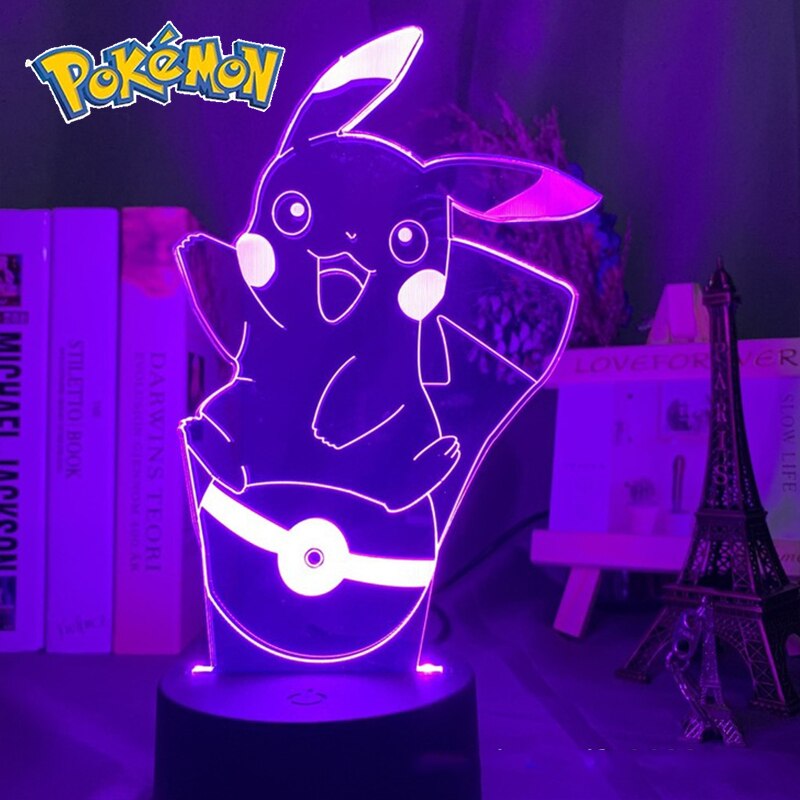 Pokemon veilleuses 7 ou 16 couleurs avec telecommande Pikachu LED Night Light Creative Gift  Decoration manga Character Lamp Children's Birthday