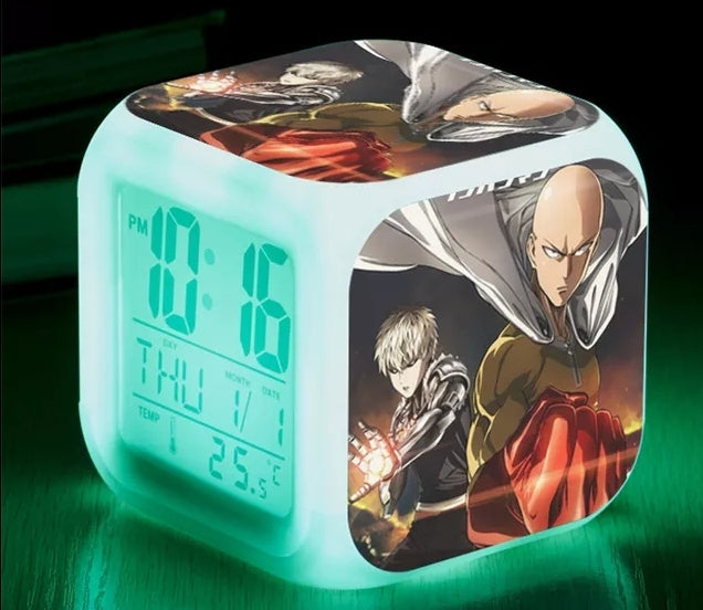 Reveil one punch man led 7 couleurs veilleuse et thermometre