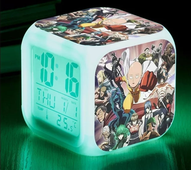 Reveil one punch man led 7 couleurs veilleuse et thermometre