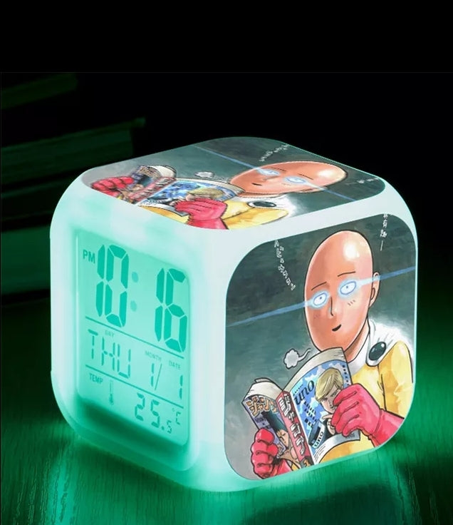 Reveil one punch man led 7 couleurs veilleuse et thermometre