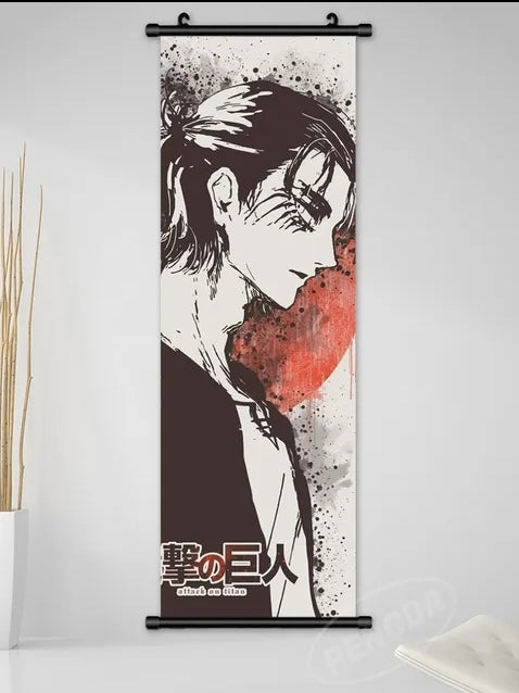 Tableau japonais  l'attaque des titans  toile et cadre deroulant