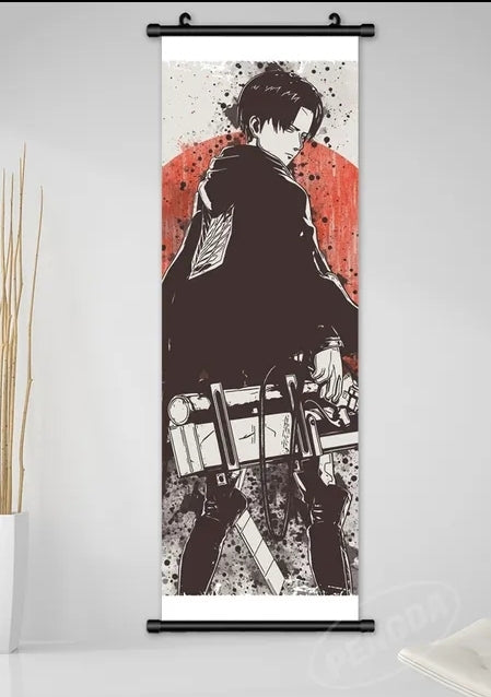 Tableau japonais  l'attaque des titans  toile et cadre deroulant