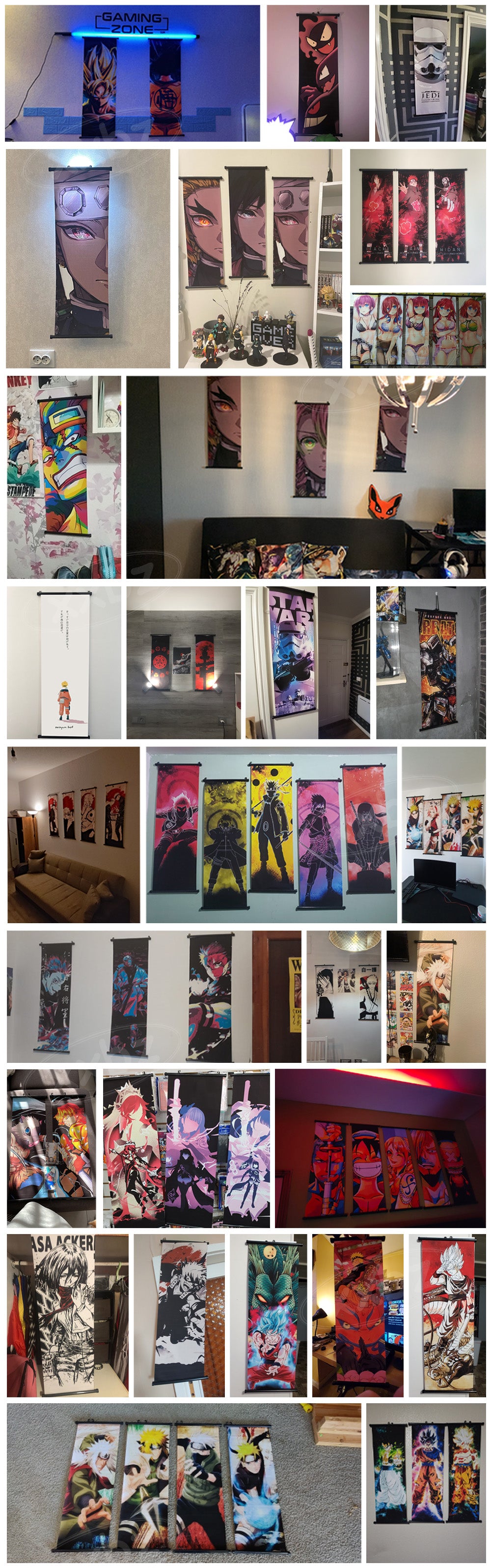 Tableau dragon ball toile avec cadre déroulant 30×90 cm affiche murale décoration collection manga