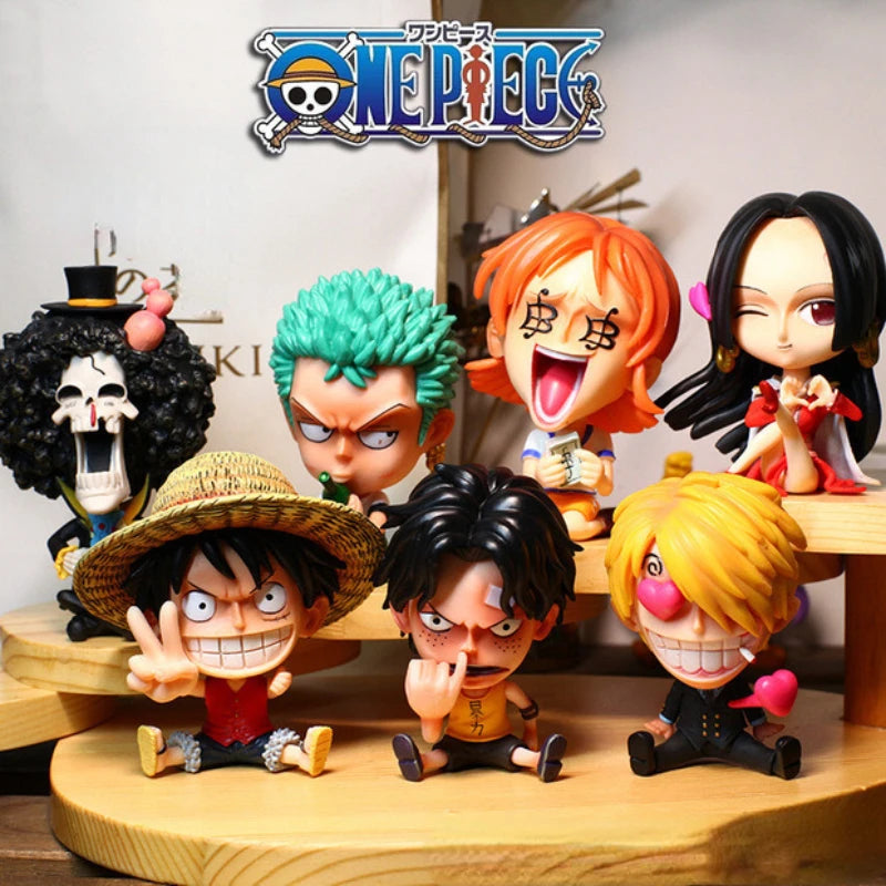 Figurine one piece shibi statuette drôle collection décoration manga animé 8cm sans boîte originale jouet déco idée cadeau anniversaire Noël Luffy Sanji zoro boa chopper ace