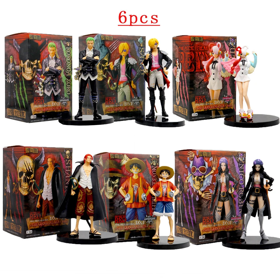 Figurines one piece lot de 6 statuettes Luffy Sanji Zoro roronoa red shanks Nico Robin collection manga animé