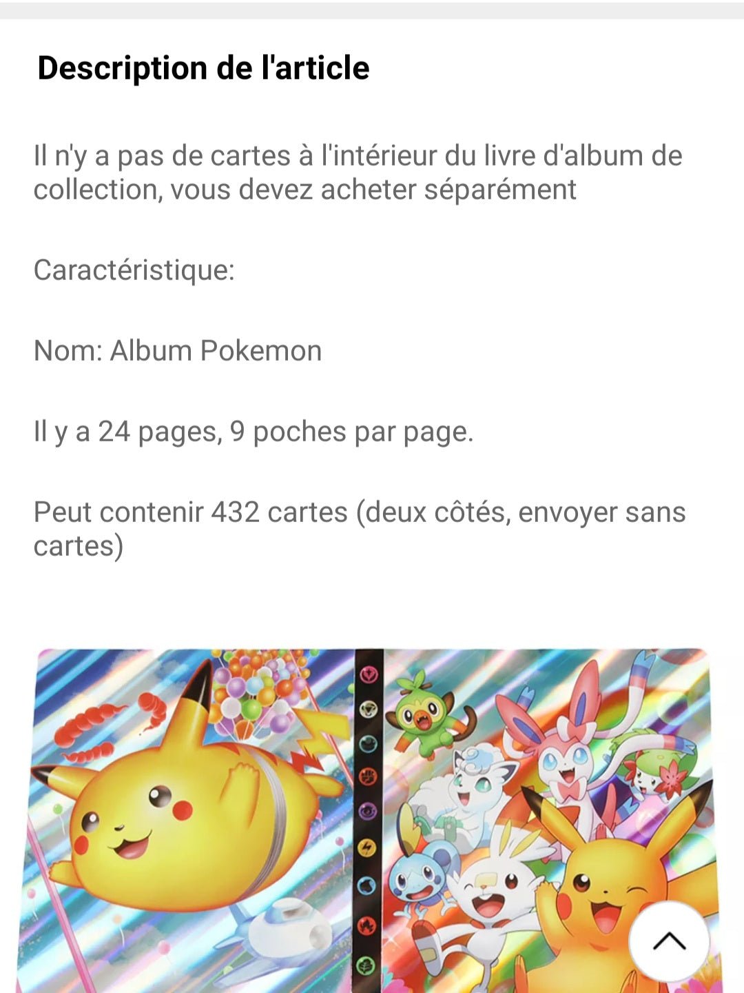 Album carte pokemon grand format 432 emplacements classeur detective pikachu livre 24 pages