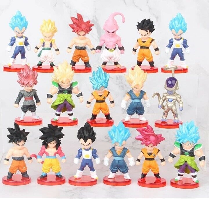 Figurine Dragon Ball Super 16 Pieces Entre 5 Et 7 Cm goku vegeta freezer broly