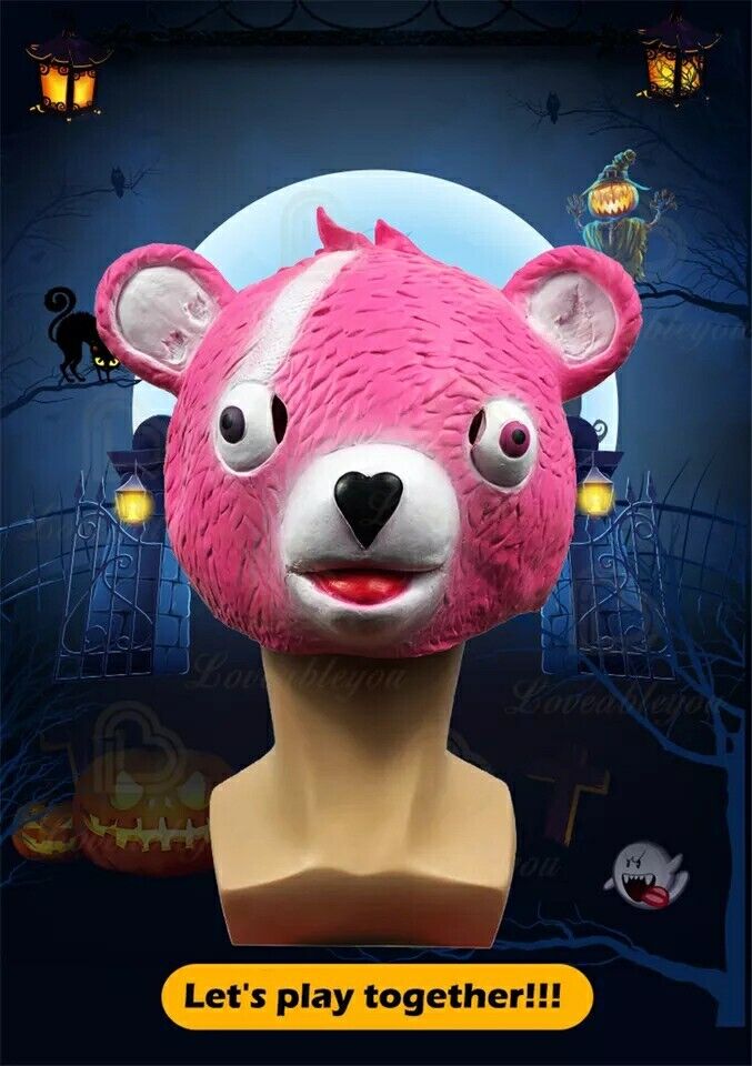 Masque Fortnite ours rose skin Cosplay deguisement latex Halloween carnaval