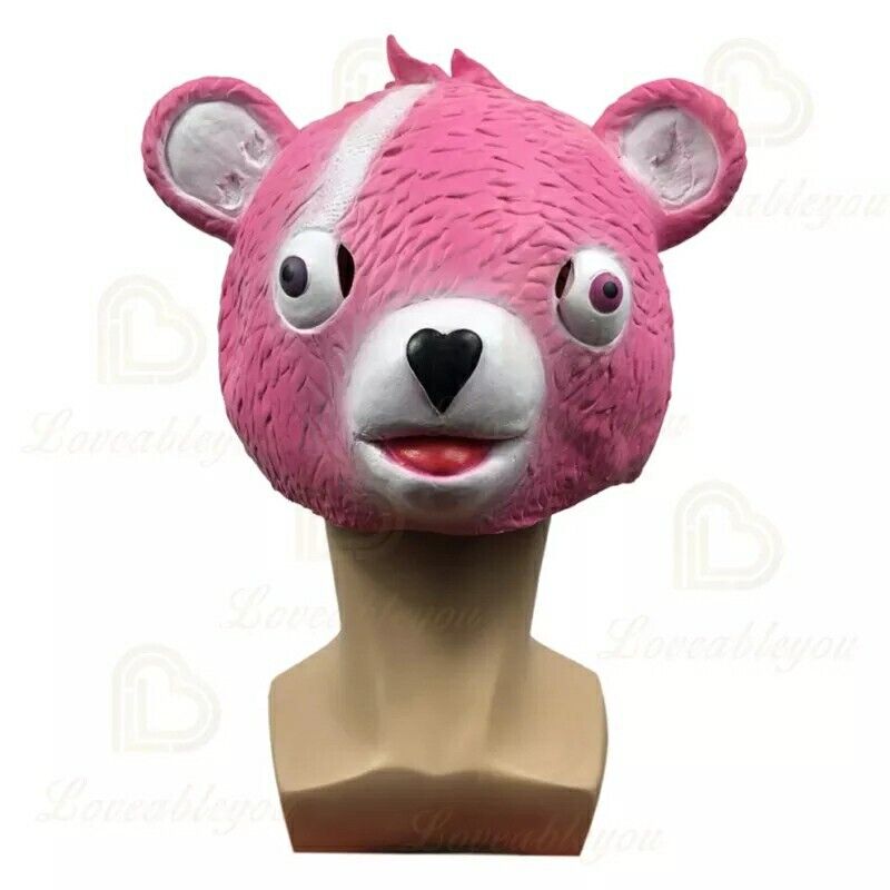 Masque Fortnite ours rose skin Cosplay deguisement latex Halloween carnaval