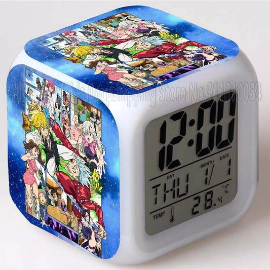seven Deadly sins veilleuse reveil Thermomètre horloge led 7 couleurs déco manga