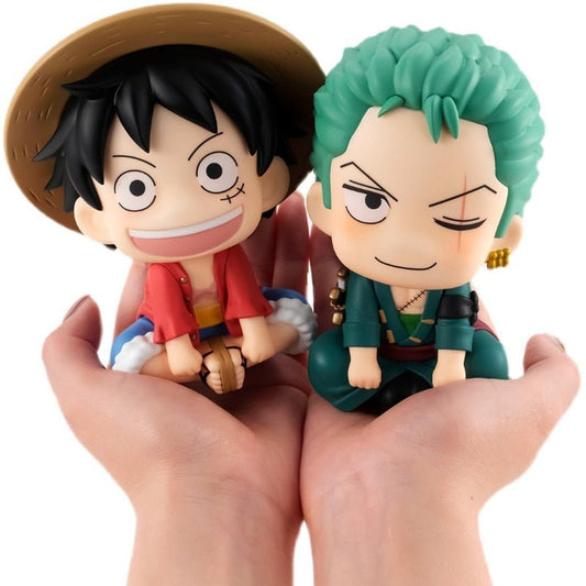 7Cm One Piece Anime Figure Monkey D Luffy Roronoa Zoro Kawaii Toys Q Figural Car Decoration Pvc Figurine Model Children Gift