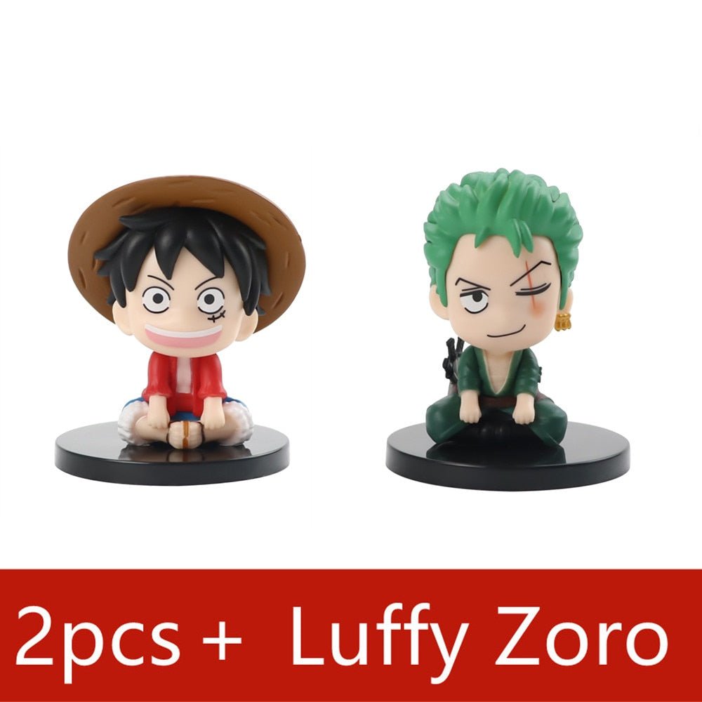 7Cm One Piece Anime Figure Monkey D Luffy Roronoa Zoro Kawaii Toys Q Figural Car Decoration Pvc Figurine Model Children Gift