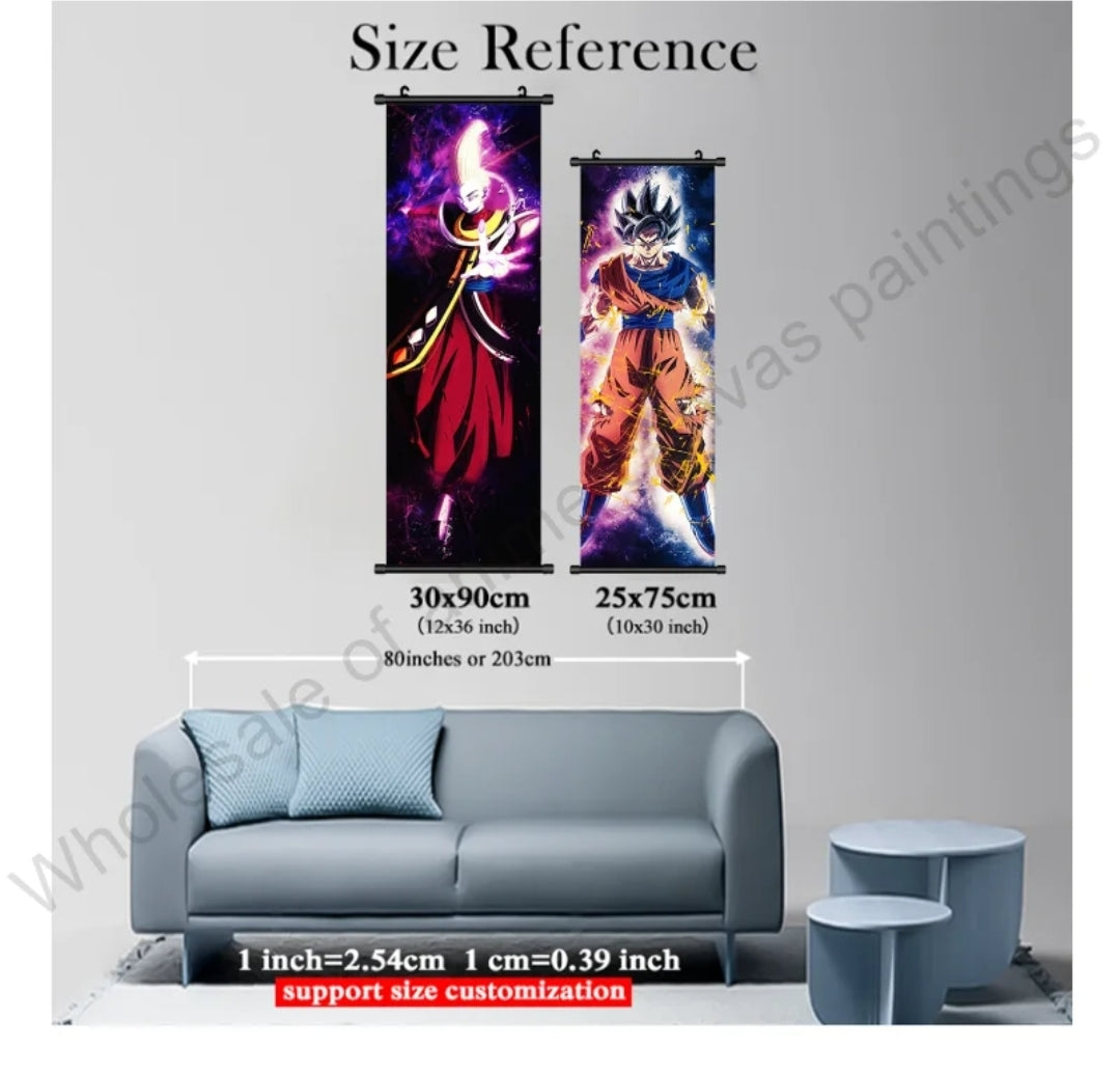 Tableau dragon ball toile avec cadre déroulant 30×90 cm affiche murale décoration collection manga