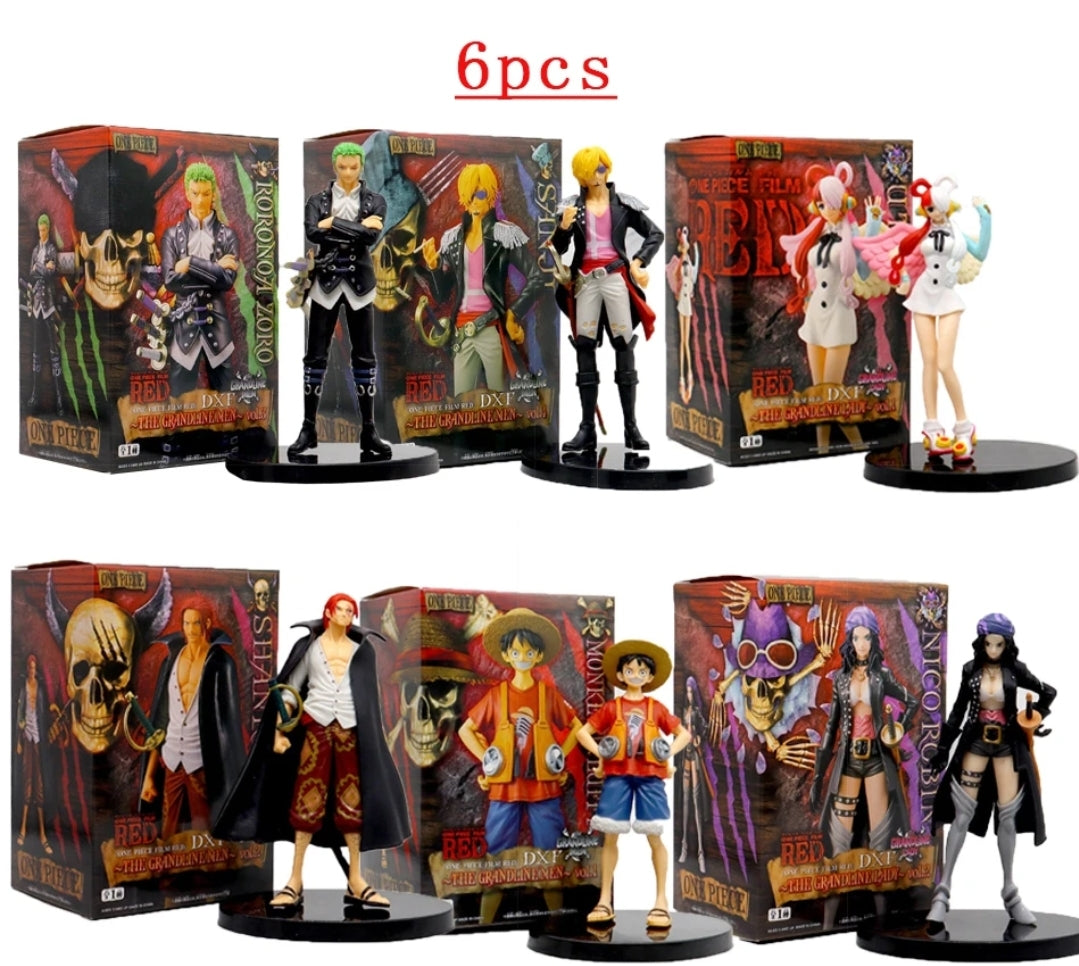 Figurines one piece lot de 6 statuettes Luffy Sanji Zoro roronoa red shanks Nico Robin collection manga animé