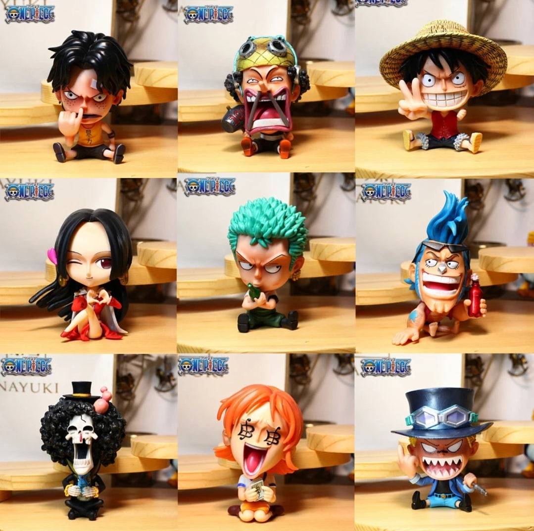 Figurine one piece shibi statuette drôle collection décoration manga animé 8cm sans boîte originale jouet déco idée cadeau anniversaire Noël Luffy Sanji zoro boa chopper ace