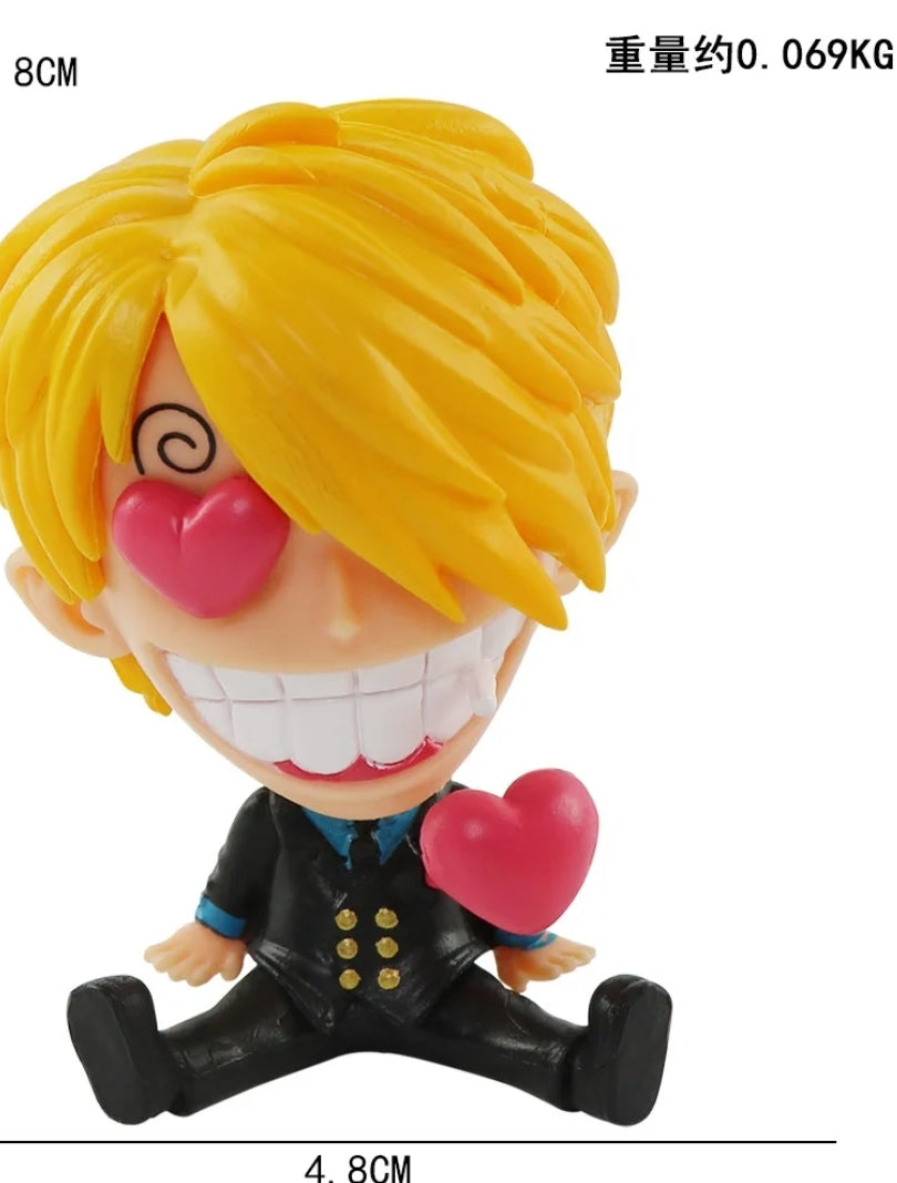 Figurine one piece shibi statuette drôle collection décoration manga animé 8cm sans boîte originale jouet déco idée cadeau anniversaire Noël Luffy Sanji zoro boa chopper ace