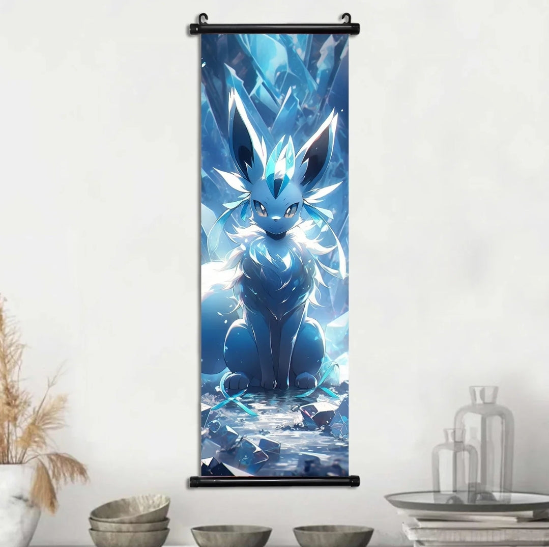 Tableau pokémon toile avec cadre déroulant 40×120cm affiche murale décorative collection manga Pikachu noctali givrali Dracaufeu...