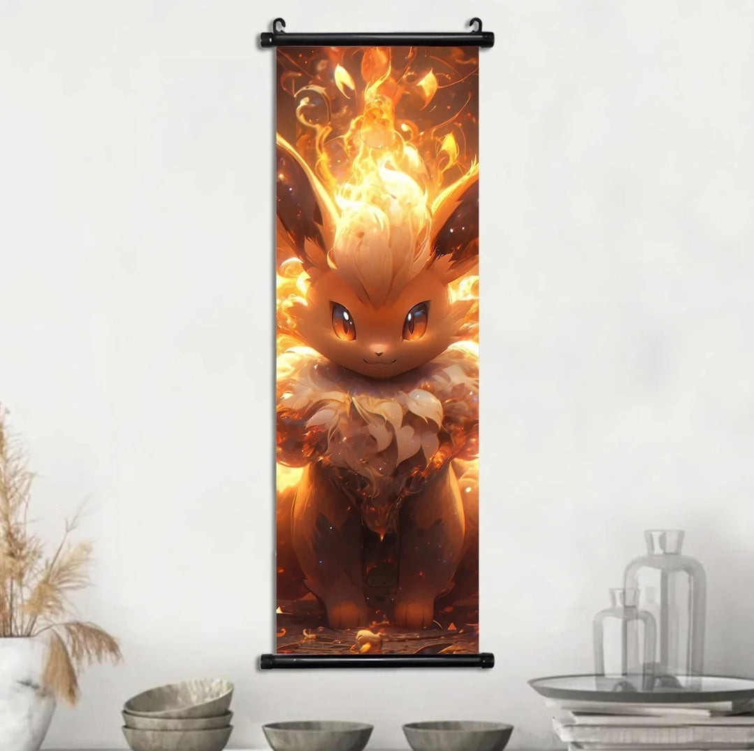 Tableau pokémon toile avec cadre déroulant 40×120cm affiche murale décorative collection manga Pikachu noctali givrali Dracaufeu...