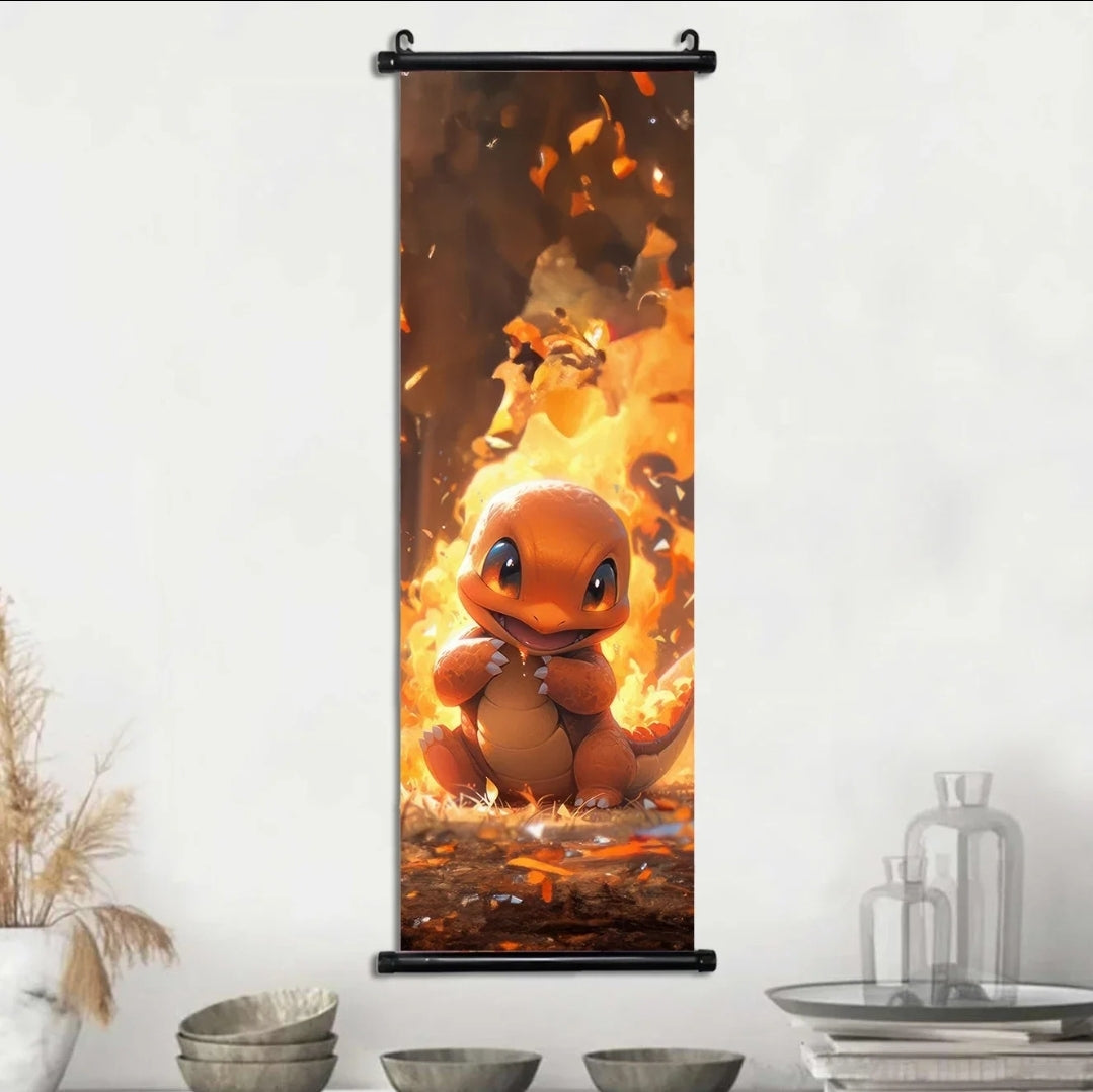 Tableau pokémon toile avec cadre déroulant 40×120cm affiche murale décorative collection manga Pikachu noctali givrali Dracaufeu...