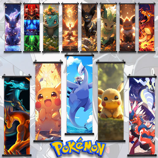 Tableau pokémon toile avec cadre déroulant 40×120cm affiche murale décorative collection manga Pikachu noctali givrali Dracaufeu...