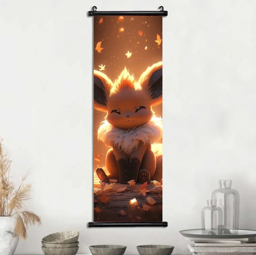 Tableau pokémon toile avec cadre déroulant 40×120cm affiche murale décorative collection manga Pikachu noctali givrali Dracaufeu...