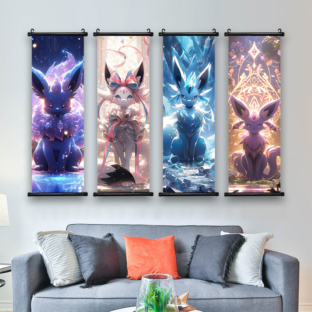 Tableau pokémon toile avec cadre déroulant 40×120cm affiche murale décorative collection manga Pikachu noctali givrali Dracaufeu...