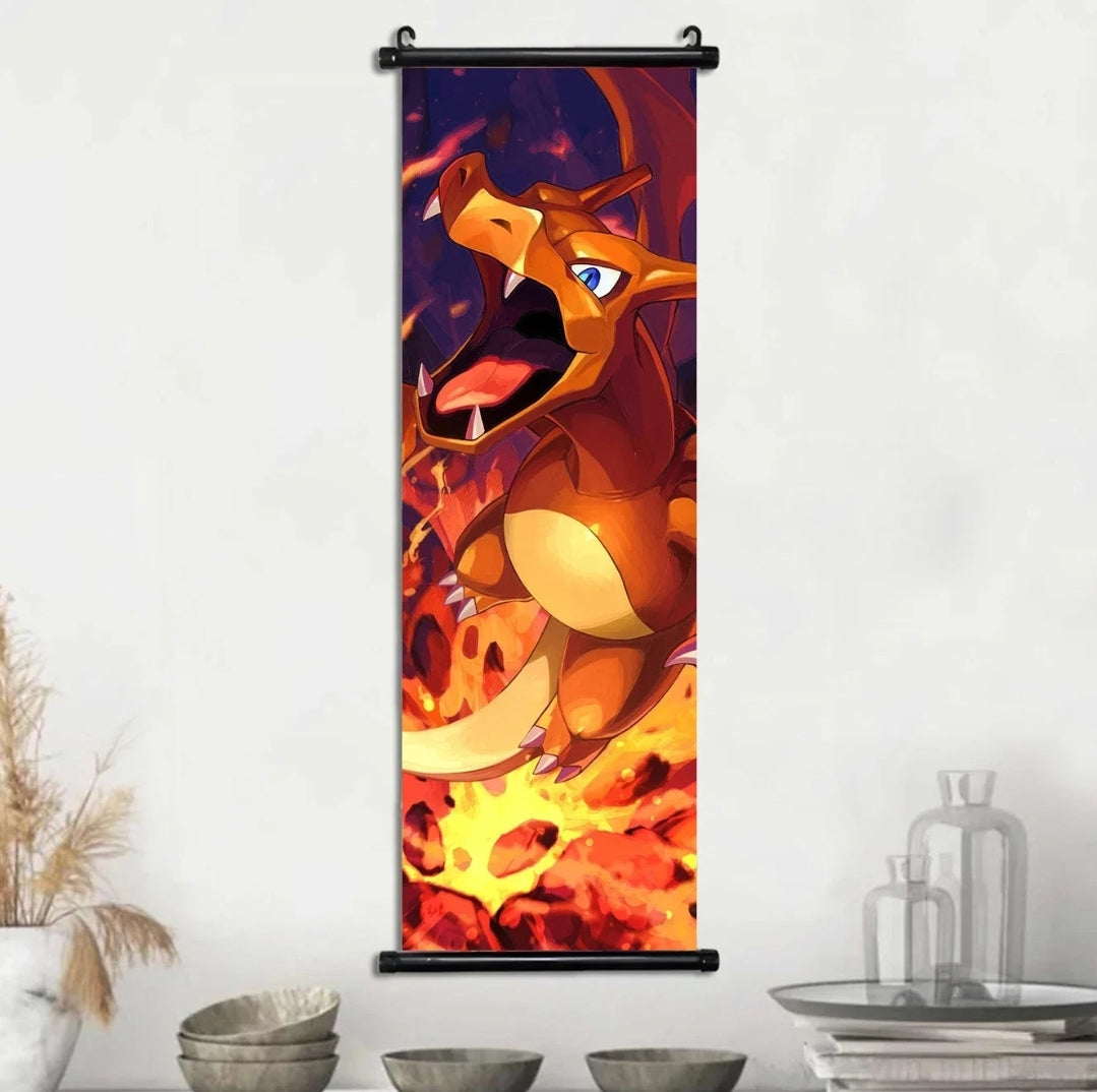 Tableau pokémon toile avec cadre déroulant 40×120cm affiche murale décorative collection manga Pikachu noctali givrali Dracaufeu...