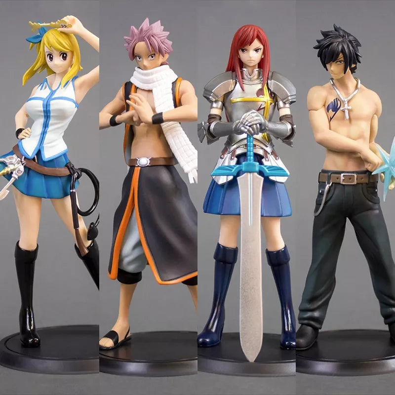 Figurines fairy tail lot de 4 pieces statuette collection manga 15 cm